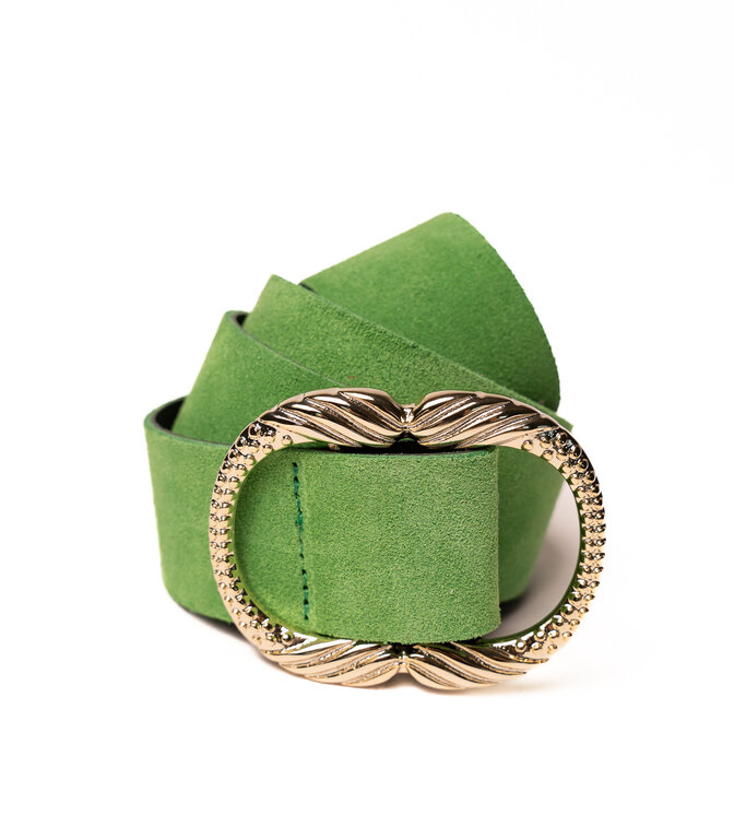 Blue Star Ceinture Femme - 4 cm - Cuir Vert - Made In Belgium