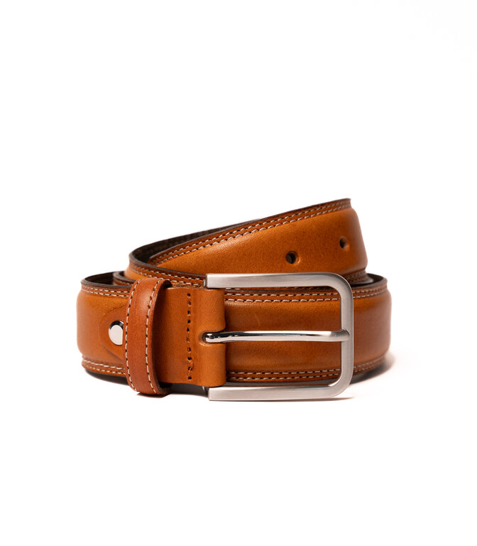 Blue Star Ceinture Homme 3,5cm Pleine Fleur Cognac - Made in Belgium