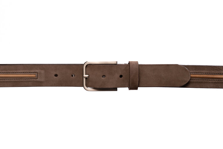 Blue Star Ceinture Homme 3,5cm Nubuck 2 couleurs Taupe-Cognac - Made in Belgium