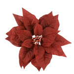 Floral Silk Poinsettia with Clip 27cm