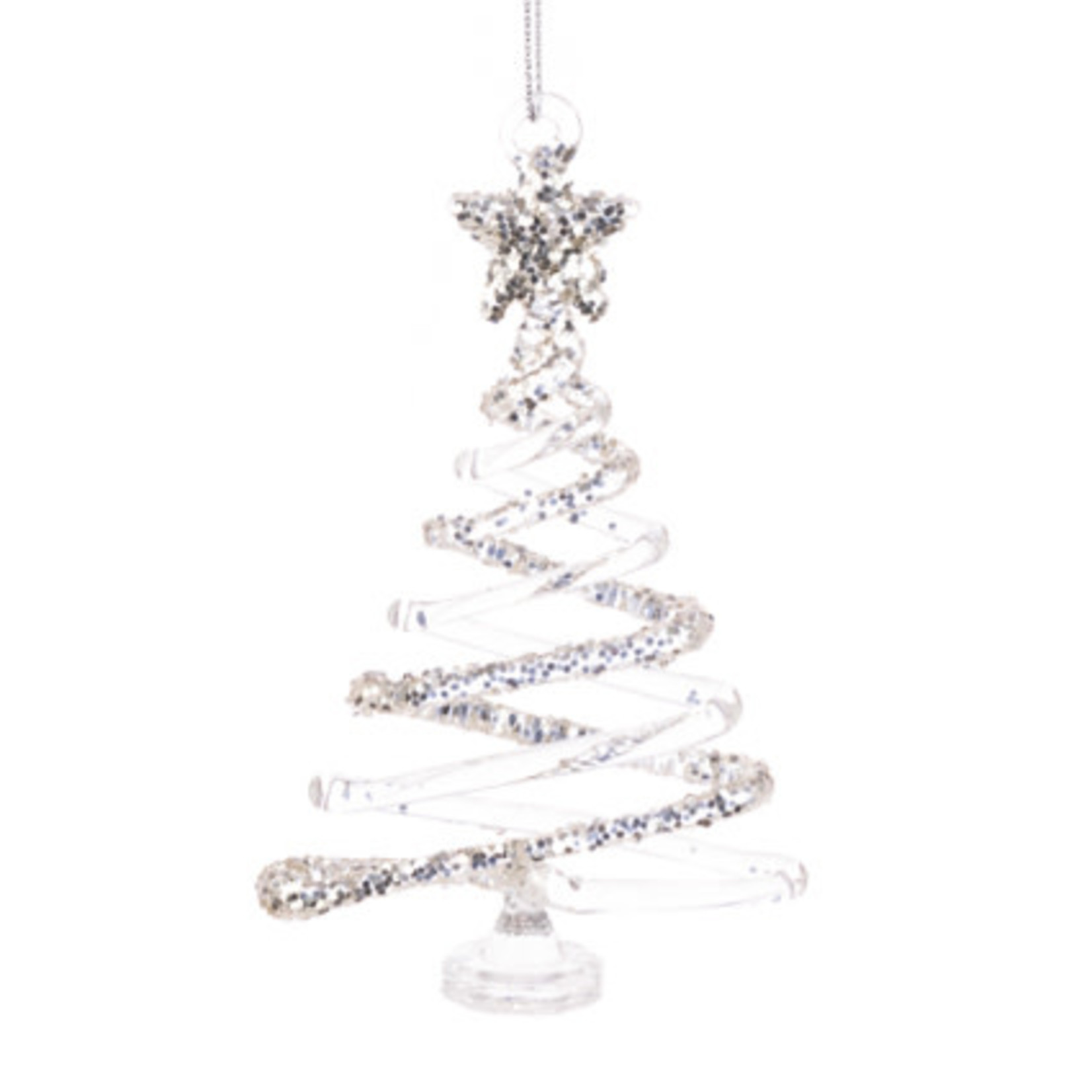 Glass Glitter Tree Silver 11cm