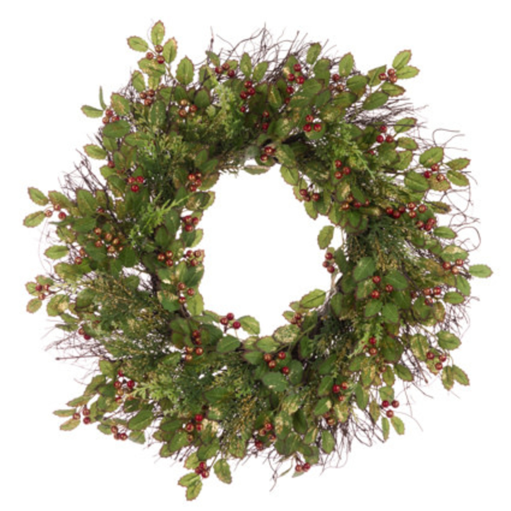 Glitter Holly Wreath 58cm