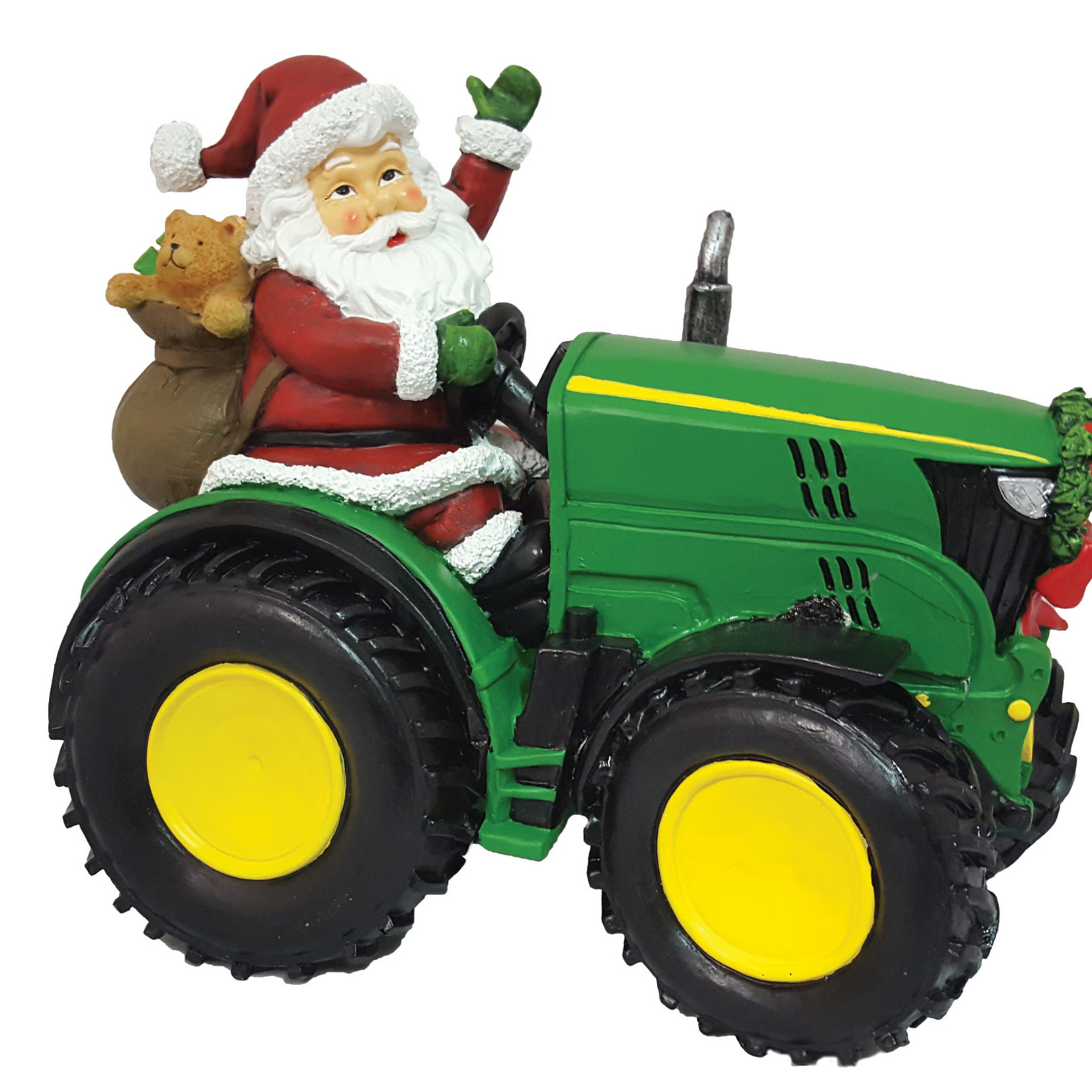 Western Grave Products Santa On Tractor Green 24X18X22Cm