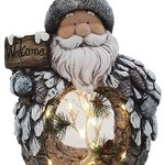 48.5Cm Wood Effect Santa With Led