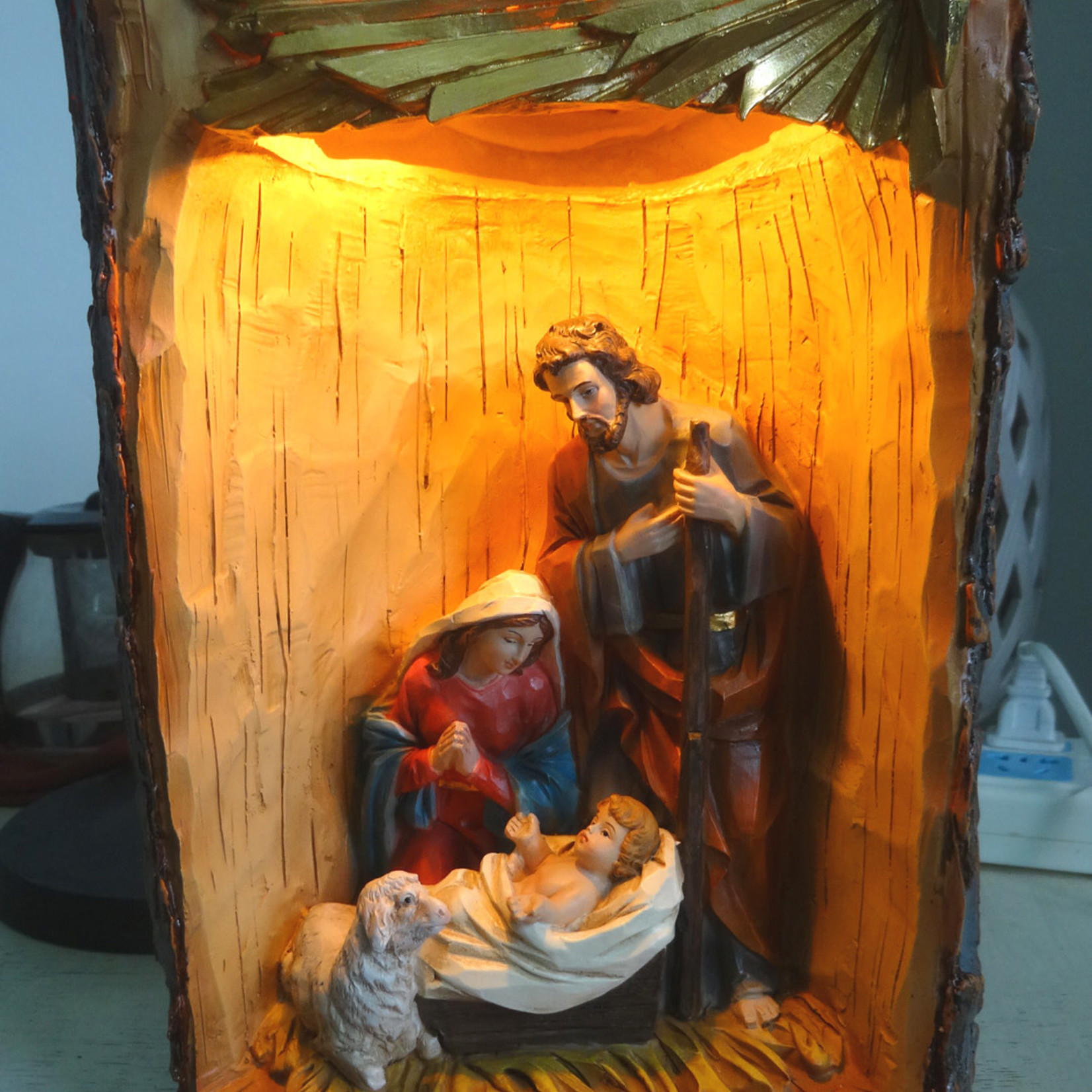 Holy Family With Light 8.5X6.7X11.5