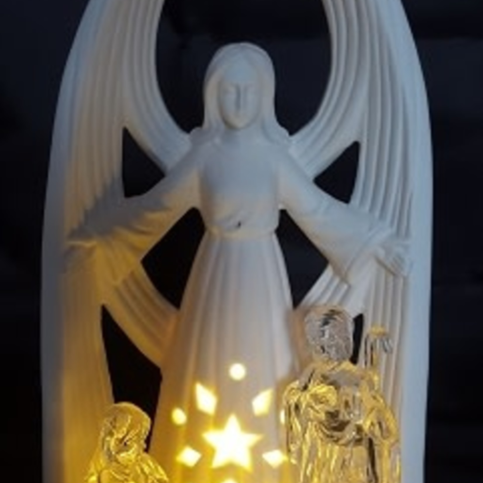White Angel Gold Star Nativity