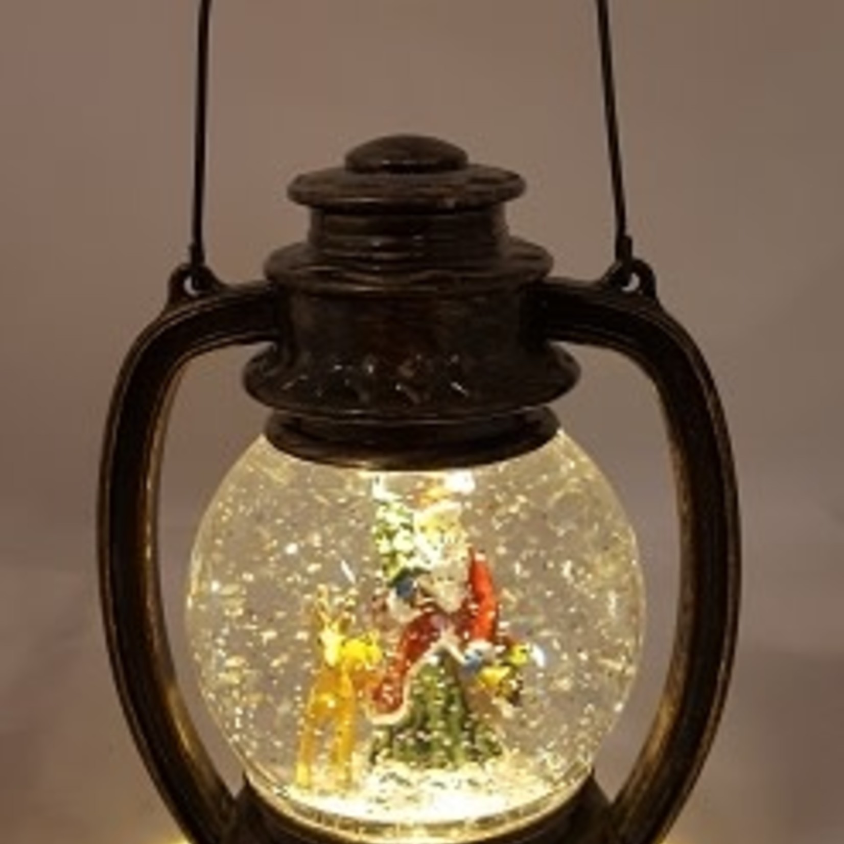 Led Round Lantern With Santa Deer