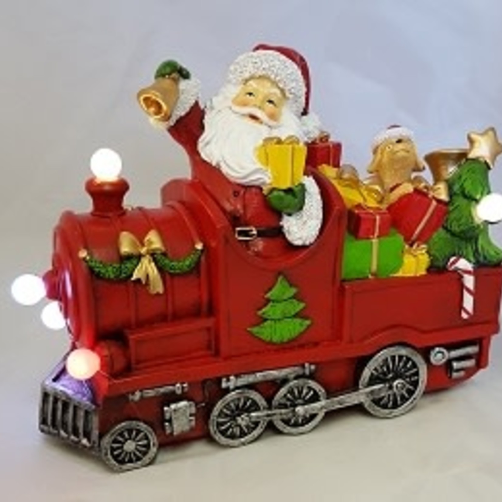 Western Grave Products Santa On Train With Tree Led