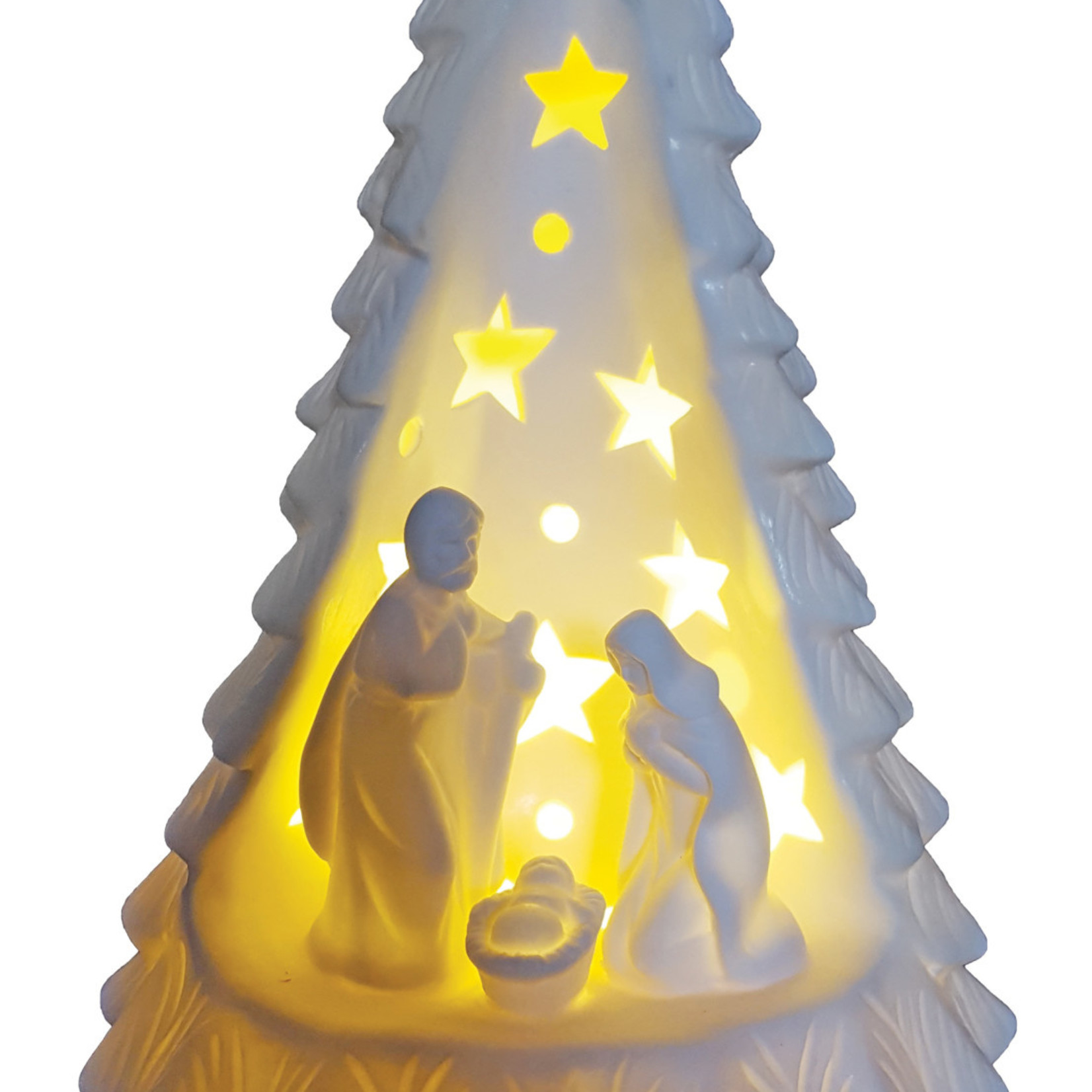 White Christmas Tree Nativity