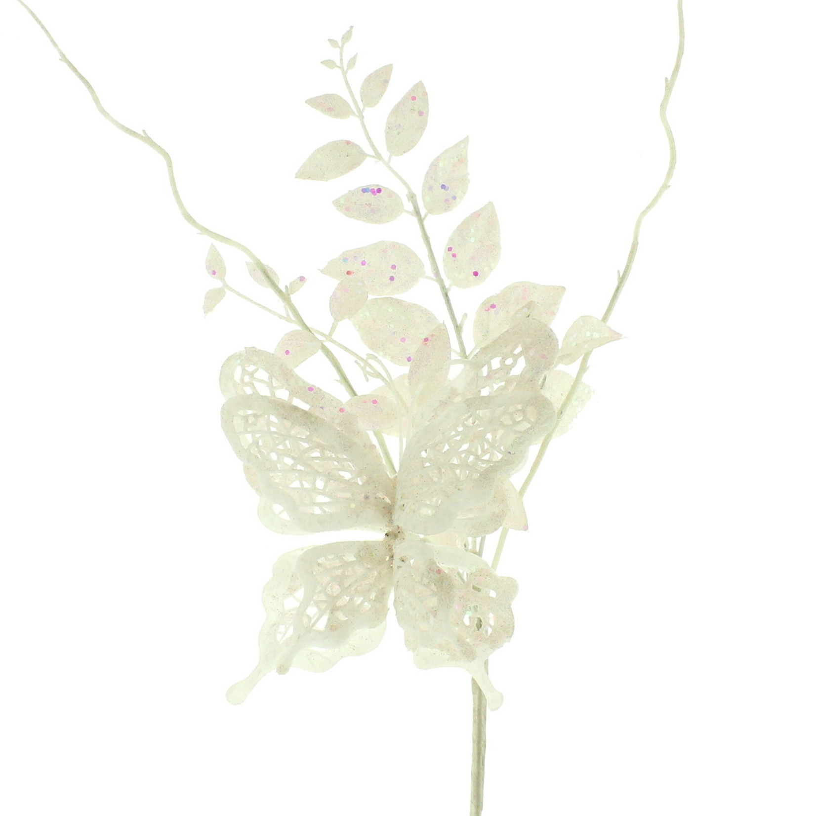 Butterfly/Holly Spray 50Cm White