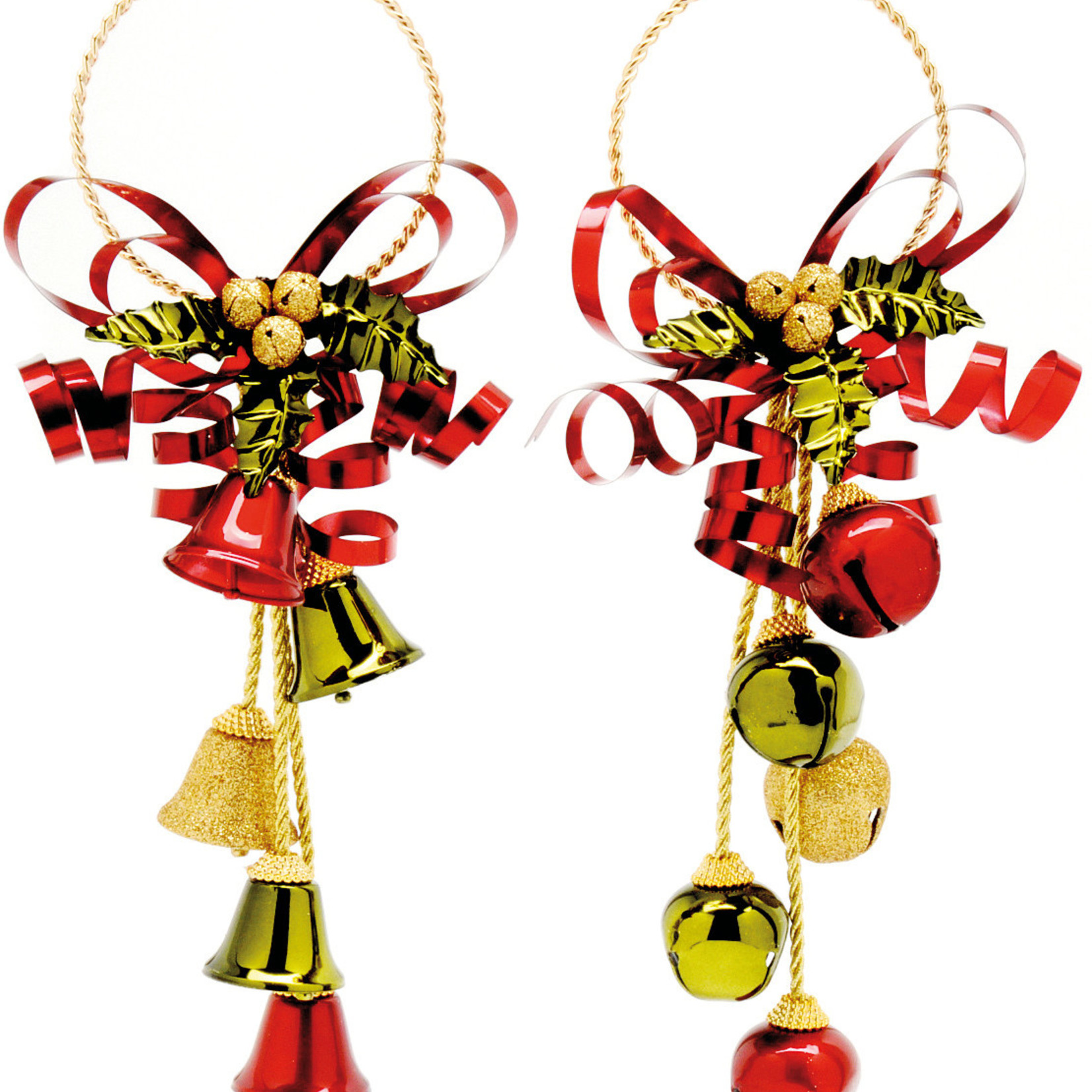 30Cm Dark Red/Green/Gold Bell