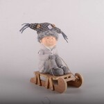 Western Grave Products Ceramic Boy And Girl On Sleighs