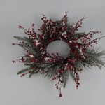 Floral Silk Pine & Berry Wreath White Snow 45cm