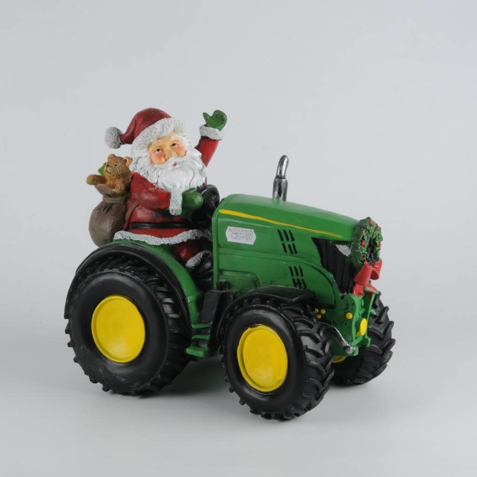 Western Grave Products Santa On Tractor Green 24X18X22Cm