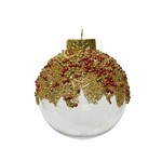 Kaemingk Bauble Shatterproof Transparant Gold & Red Beads