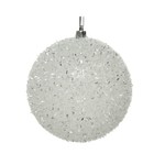 Kaemingk Bauble Shatterproof Glitter 10cm White/Silver
