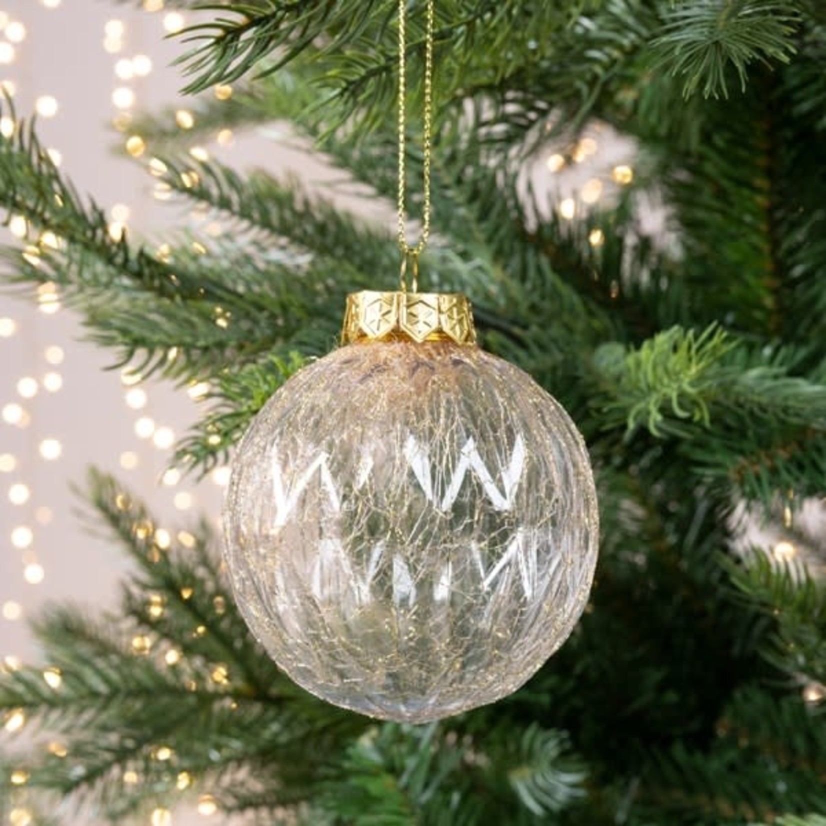 Kaemingk Bauble Shatterproof Transparant Lace 8cm