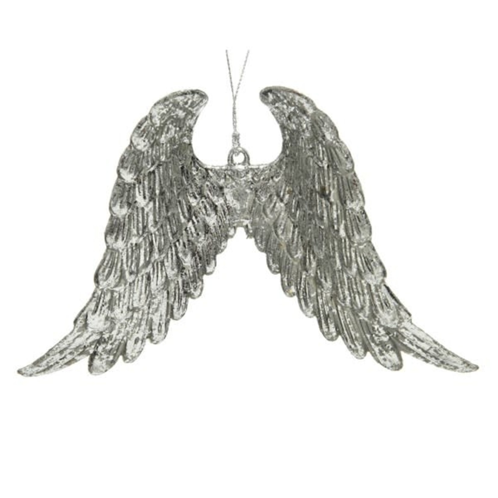 Wings plastic antique silver rustic 2x16x10cm