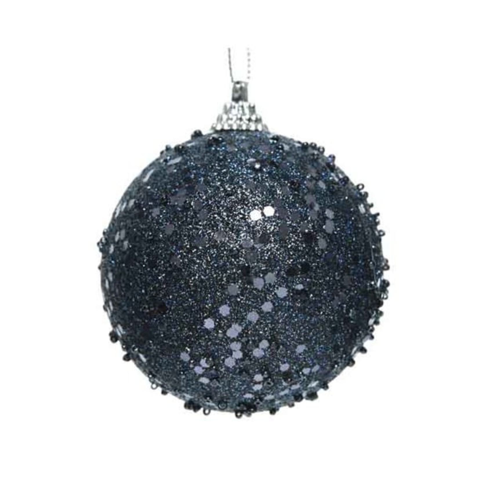 Kaemingk Bauble Foam Glitter Night Blue 8cm