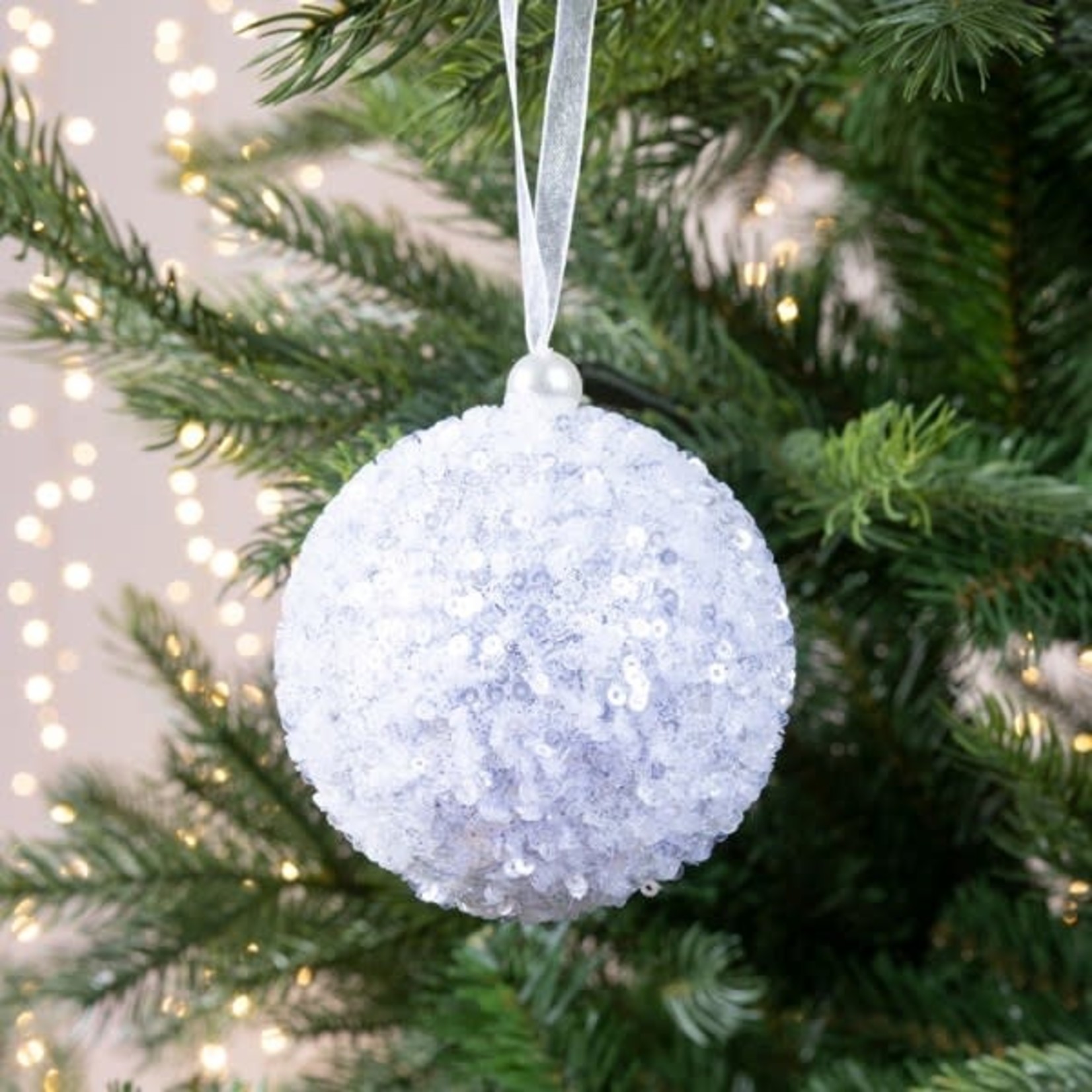 Kaemingk Bauble Foam Sequins Silver 8cm