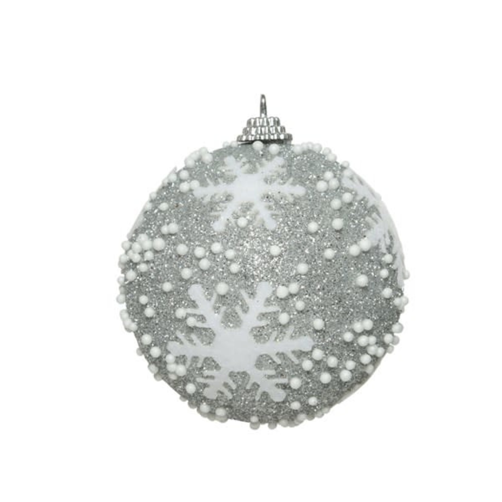Bauble Foam Glitter Snowflake Silver 8cm