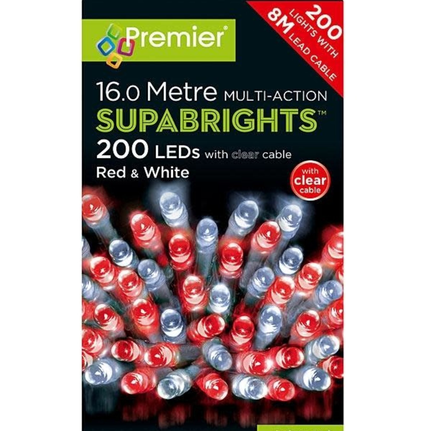 200 M-A SupaBrights Red and White LEDs Lights with timer