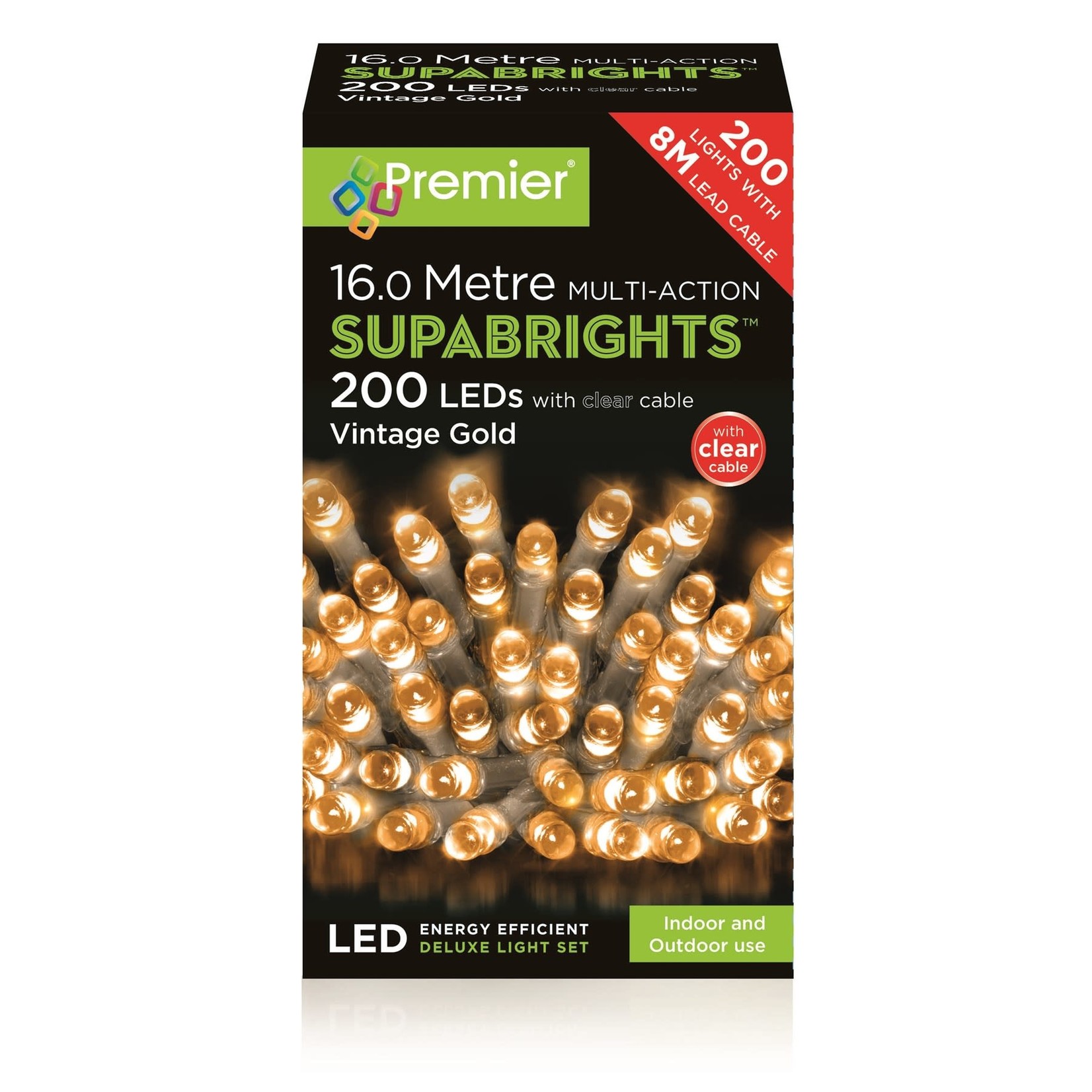 200 M-A SupaBrights Vintage Gold LEDs Lights with timer