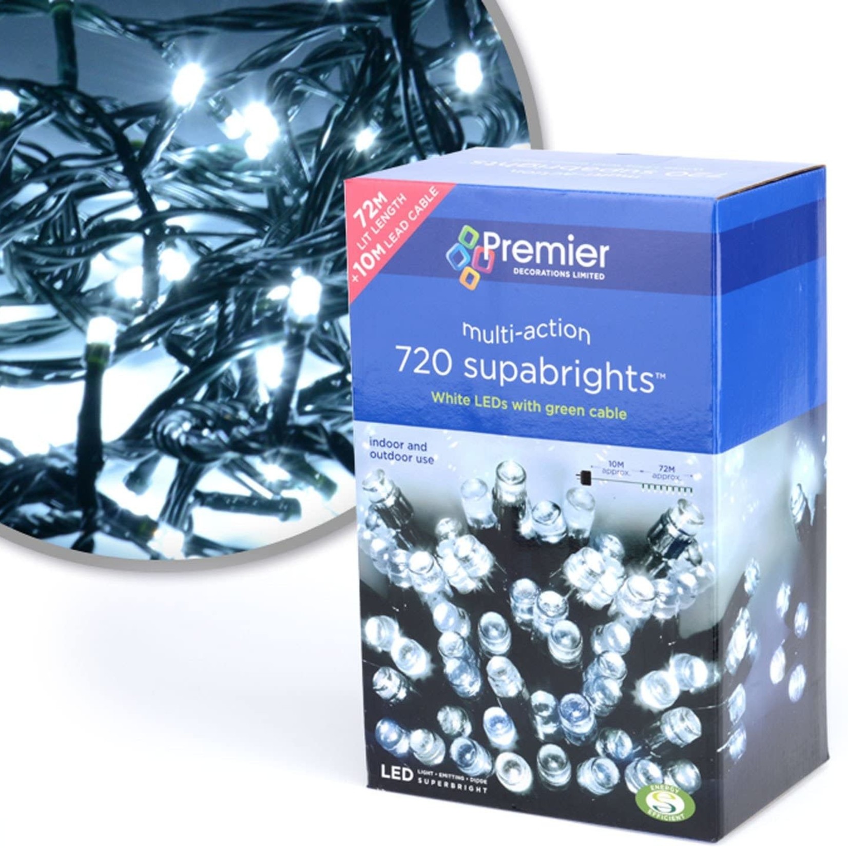 Premier Decorations 720 M-A SupaBrights White LEDs Lights with timer