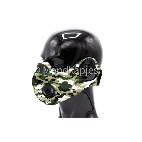 Mondkapjes.nl Stoffen Trainingsmasker | Army Black | AP | Dubbel ventiel | Single