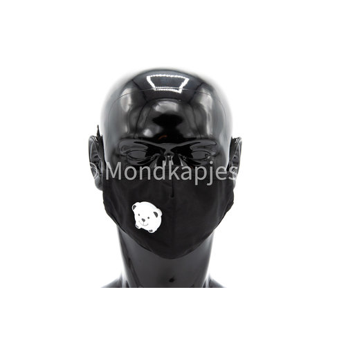 Mondkapjes.be Washable Facemask for Kids | Black  | AP | With cute valve | Single pack
