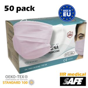 NOBRAA 50 IIR chirurgische medische maskers Roze Made in EU