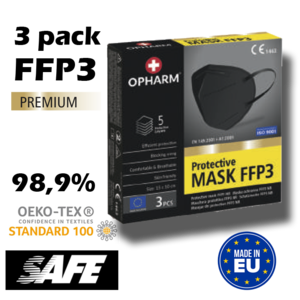 NOBRAA 3 FFP3 maskers N99 | Zwart | Made in EU
