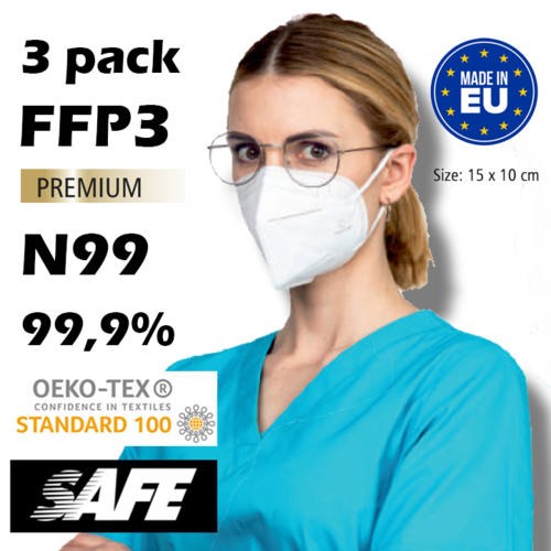 NOBRAA 3 FFP3 N99 maskers | Wit | Geproduceerd in de EU