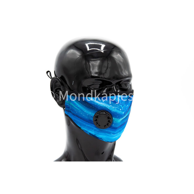 Mondkapjes.nl Washable Facemask |  Blue Space | AP | With valve | Single pack