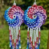 Mandala oorbellen - wit/paars/blauw Mandala oorbellen - wit/paars/blauw