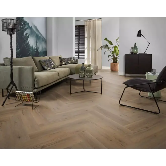 Ambiant Spigato Vivero Herringbone Dryback Natural Oak