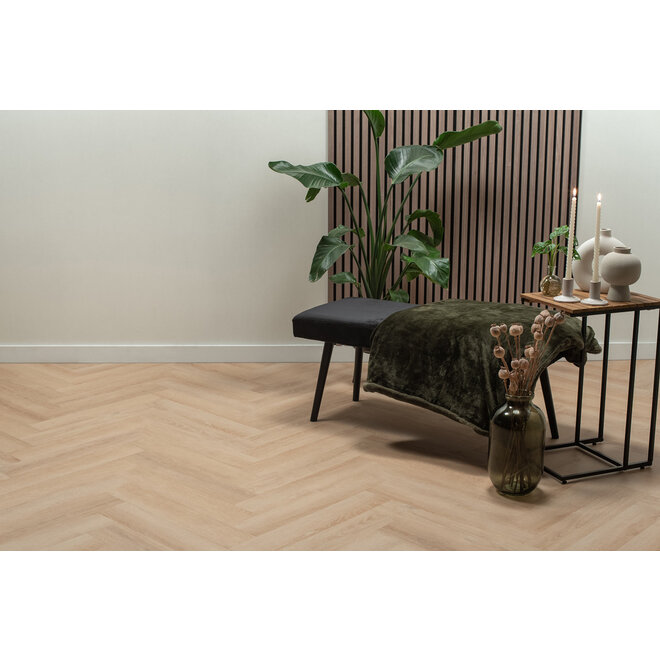 FLOER Herringbone Dryback PVC Untreated Oak