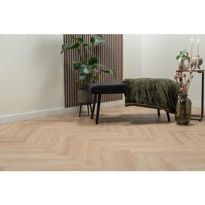 FLOER Herringbone Dryback PVC Untreated Oak