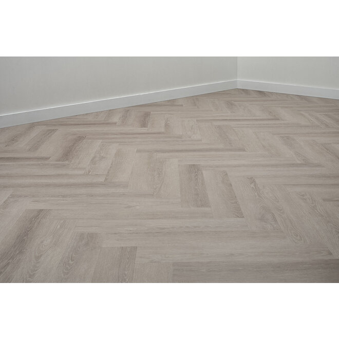 FLOER Herringbone Dryback PVC Grey Oak