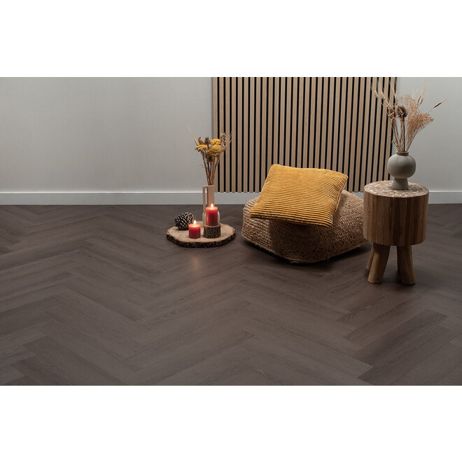 FLOER Herringbone Dryback PVC Black Oak