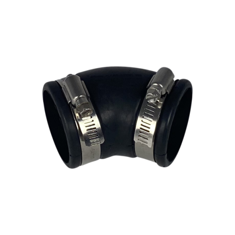 Flexibele rubber bocht (45°) 125mm Flexibele rubber bocht (45°) 125mm