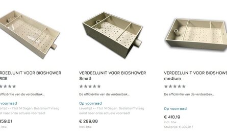 Verteilereinheiten für Rieselfilter Einsparung von  25 % auf der Pumpenleistung.