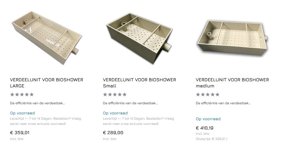 Verteilereinheiten für Rieselfilter Einsparung von  25 % auf der Pumpenleistung. Verteilereinheiten für Rieselfilter Einsparung von  25 % auf der Pumpenleistung.