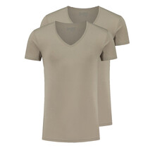 TENCEL 2-pack T-shirt deep V-n