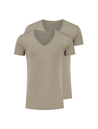 TENCEL 2-pack T-shirt deep V-n