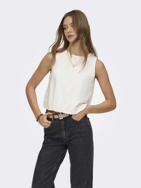 ONLGOA S/L BALLON LINEN BL TOP