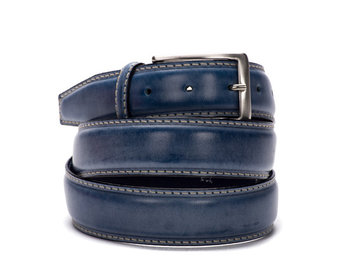 Lederen Gurtel Jeans Blue Wax