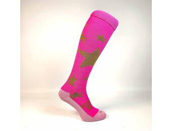 Hockey Socken golden stars fuchsie