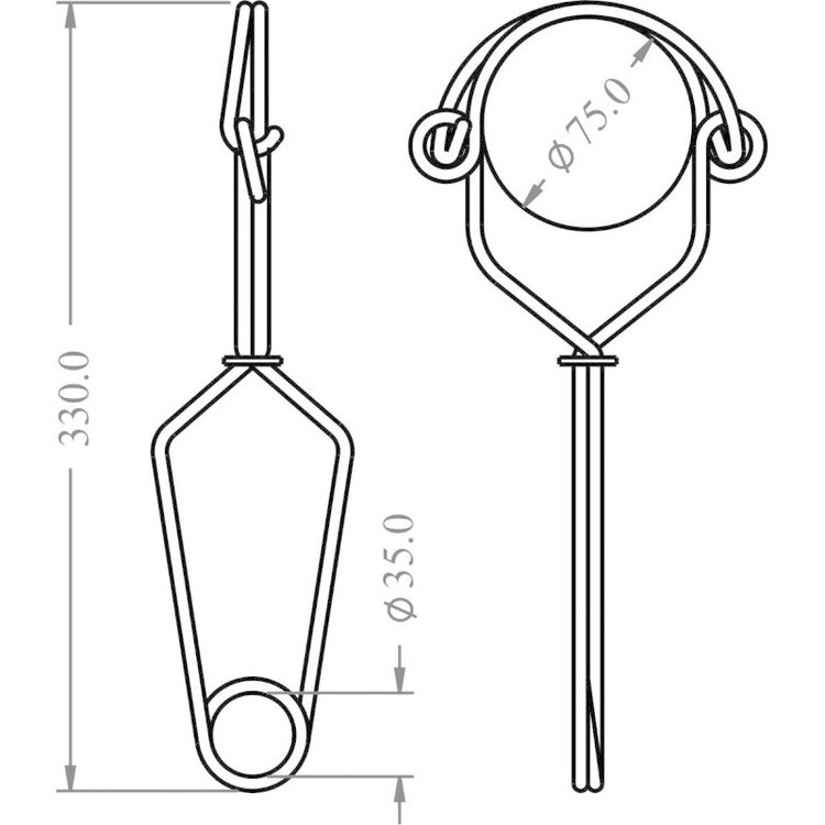 Kratos Roestvrij Stalen Ankerhaak 75 mm