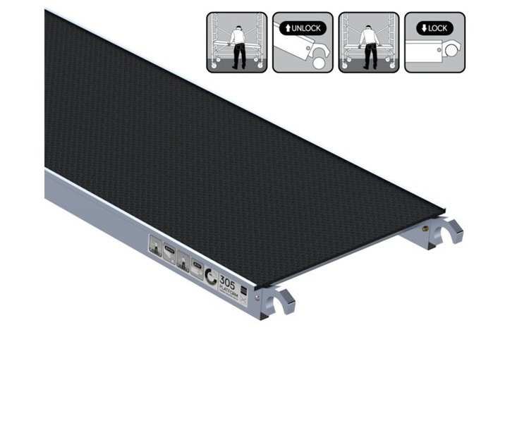Alu-Top Platform Fiberdeck 3.05M Zonder Luik